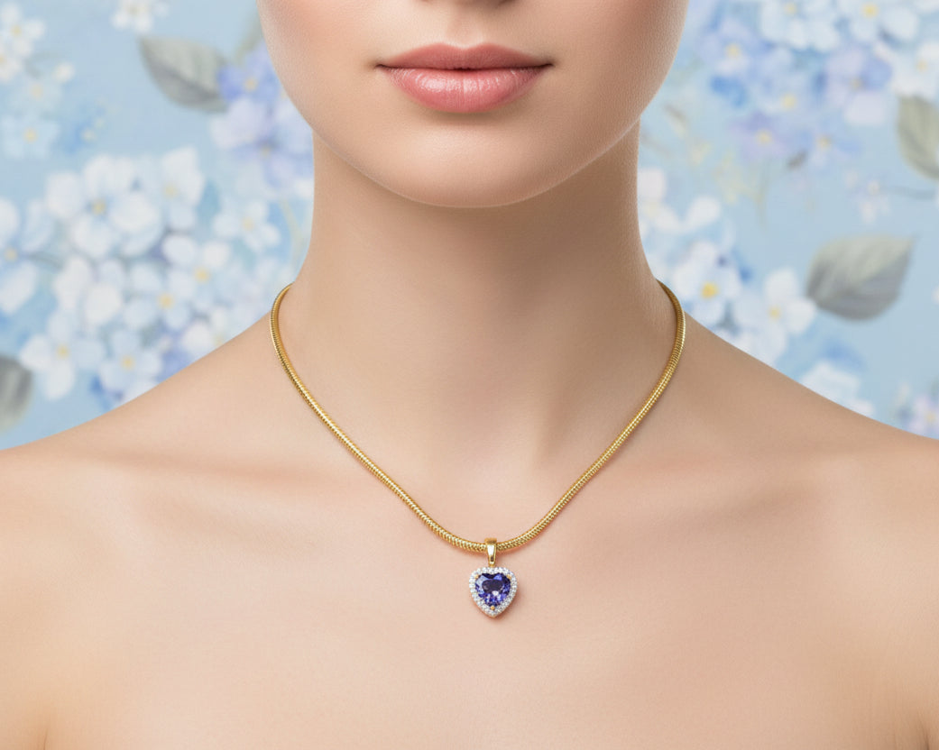 Zarter ANHÄNGER / CLIP mit TANSANIT & BRILLANTEN | 3,22ct. | 750er GelbGold