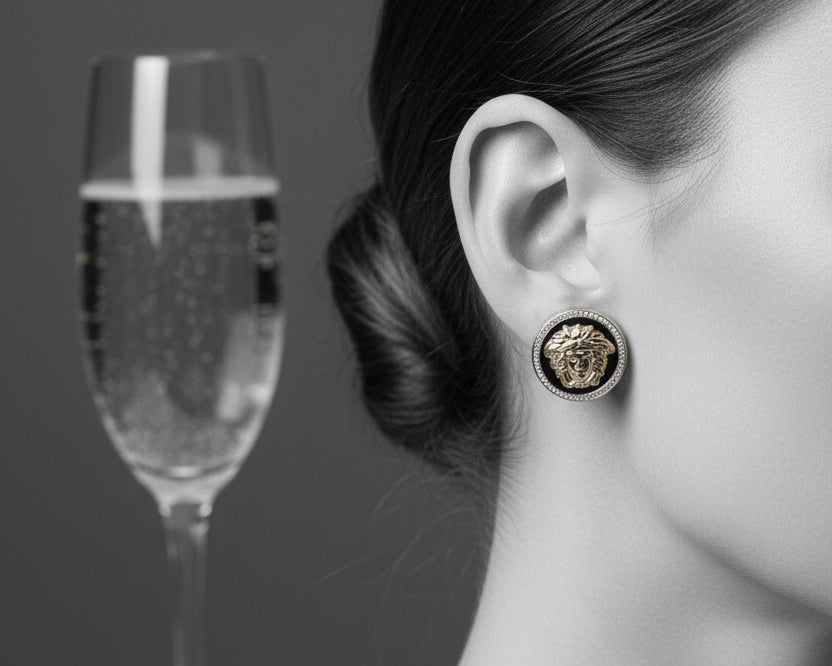 GIANNI VERSACE Medusa OHRSTECKER mit 98 BRILLANTEN | Vintage | 750er Gold