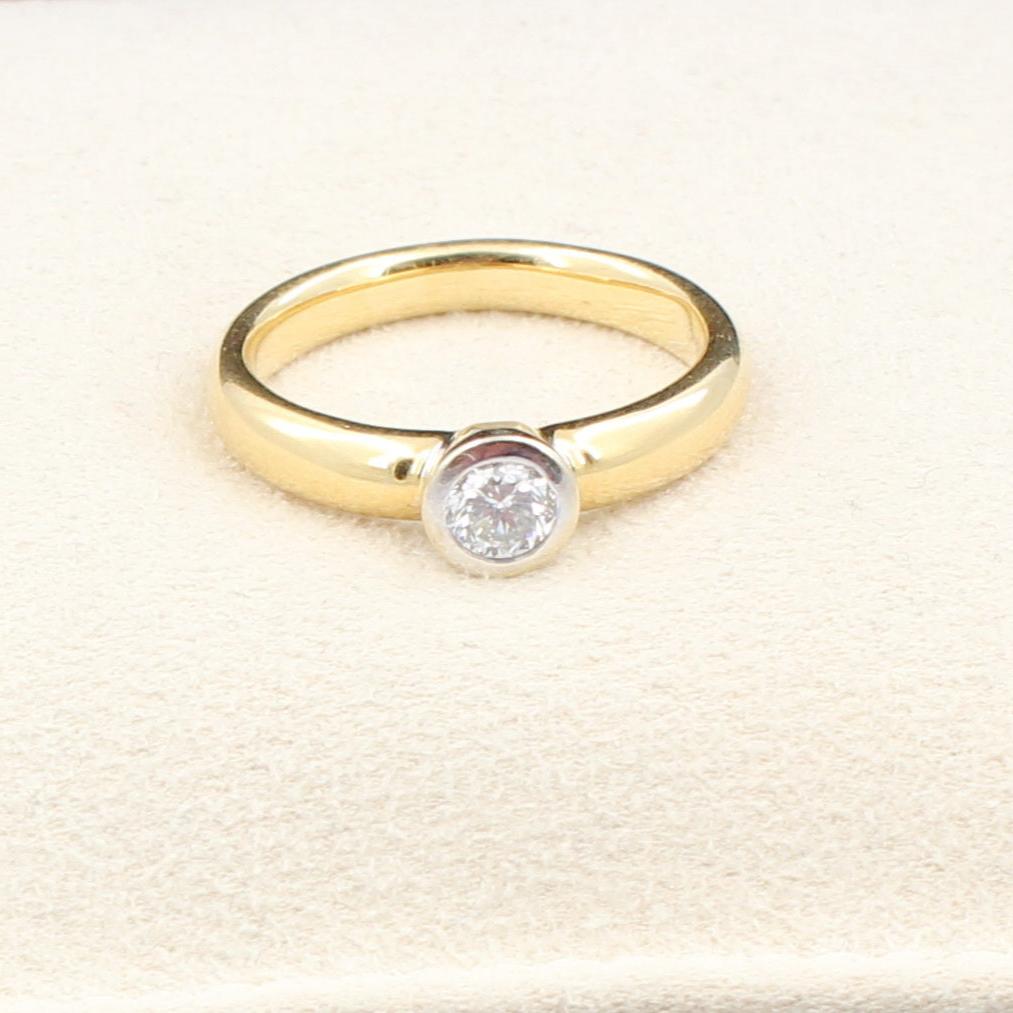 Klassischer RING mit DIAMANT Solitär | 0,40ct. | 750er Gelb- & Weißgold