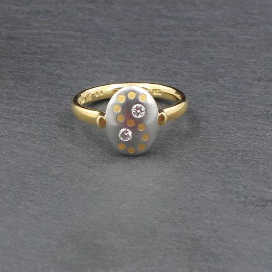 Exklusiver Designer RING mit 2 BRILLANTEN | 950er Platin & 750er Gold