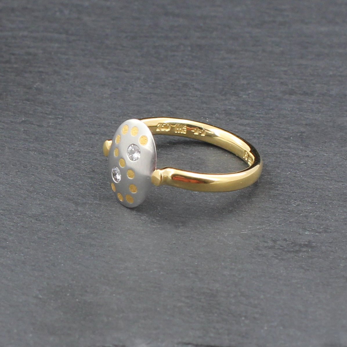 Exklusiver Designer RING mit 2 BRILLANTEN | 950er Platin & 750er Gold