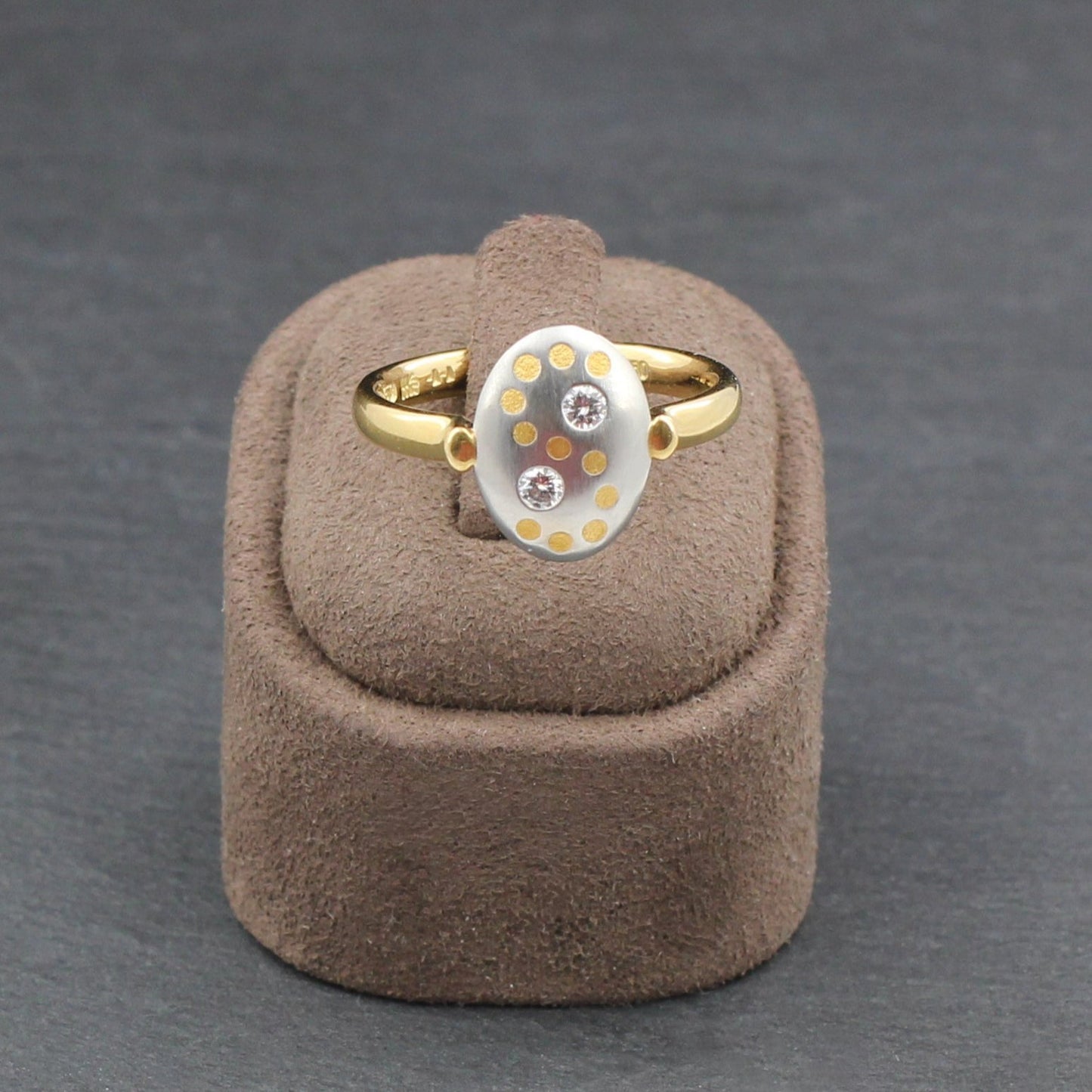 Exklusiver Designer RING mit 2 BRILLANTEN | 950er Platin & 750er Gold