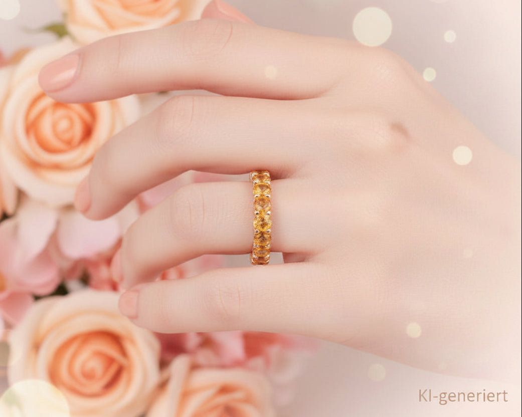 Exklusiver ETERNITY Ring mit 16 SAPHIREN | Orange | 6,40ct. | 750er Gold
