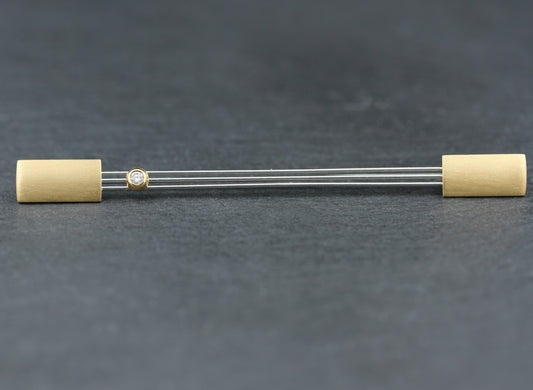 Moderne Designer BROSCHE mit BRILLANT | 750er Gold & 950er Platin