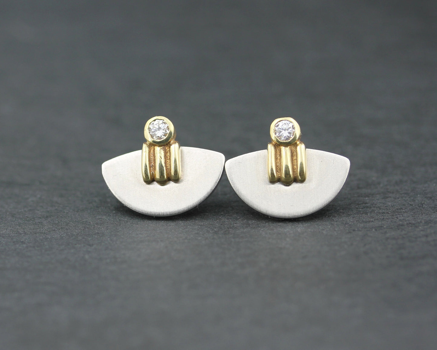 Designer OHRSTECKER mit BRILLANTEN | 585er Gold & Edelstahl