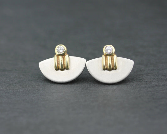 Designer OHRSTECKER mit BRILLANTEN | 585er Gold & Edelstahl