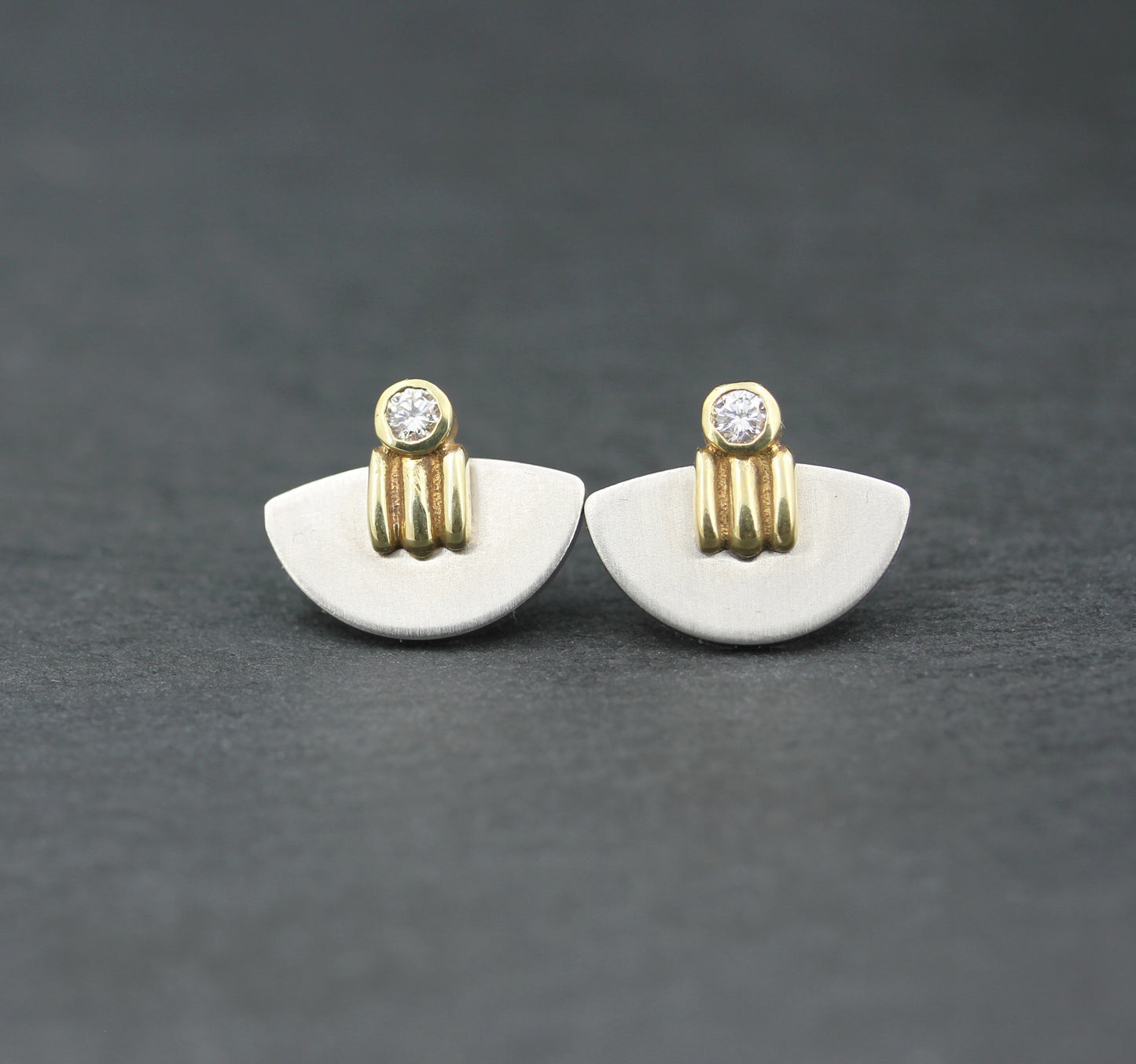 Designer OHRSTECKER mit BRILLANTEN | 585er Gold & Edelstahl