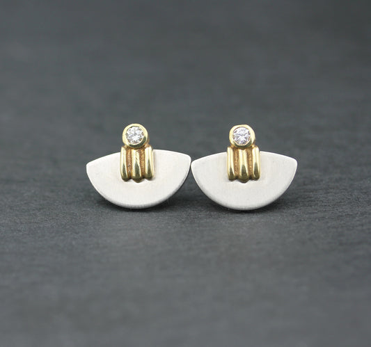Designer OHRSTECKER mit BRILLANTEN | 585er Gold & Edelstahl