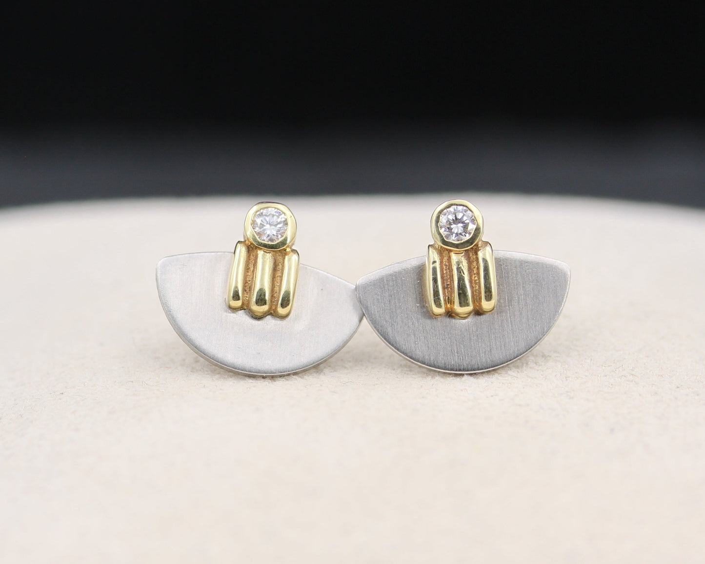 Designer OHRSTECKER mit BRILLANTEN | 585er Gold & Edelstahl