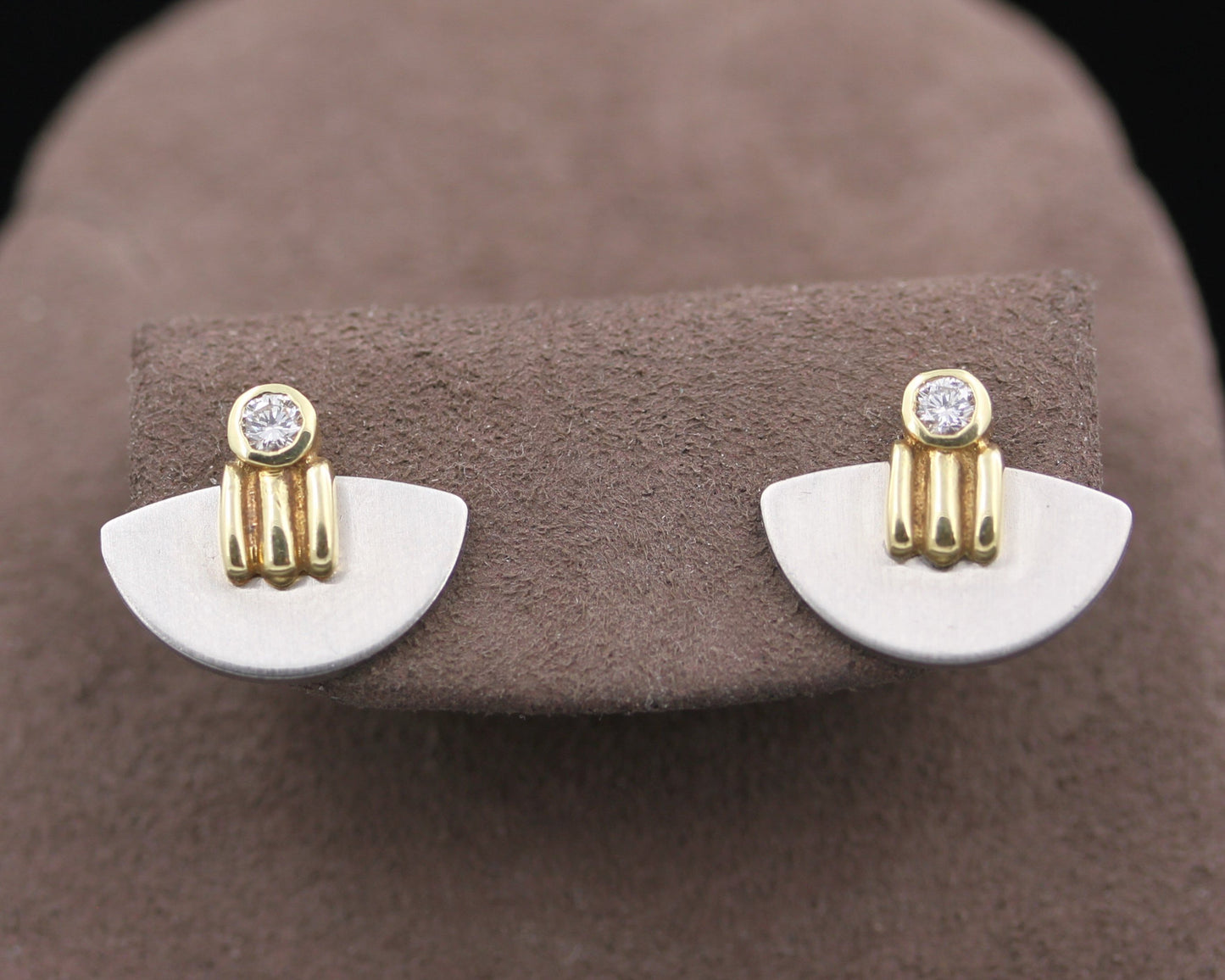 Designer OHRSTECKER mit BRILLANTEN | 585er Gold & Edelstahl