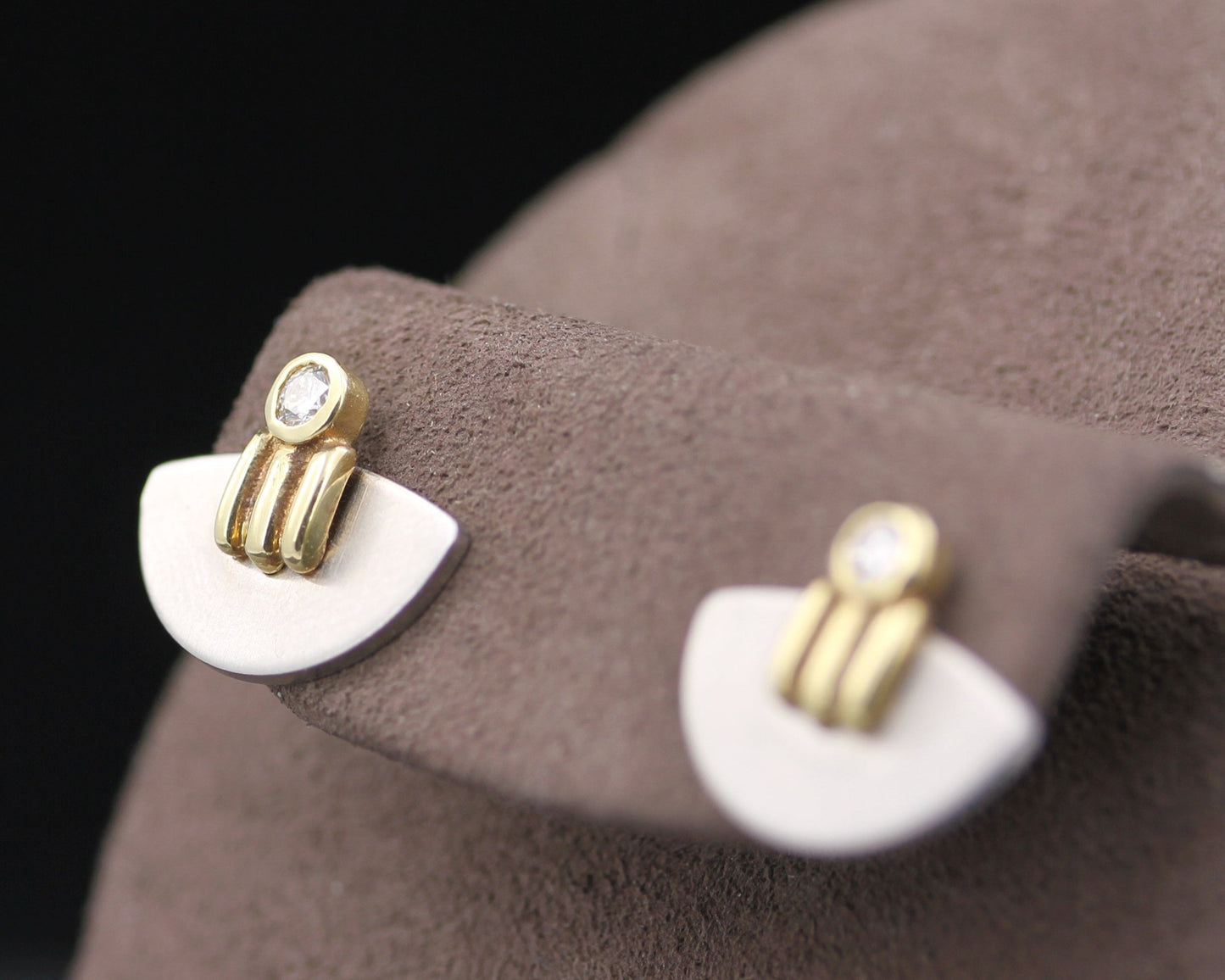 Designer OHRSTECKER mit BRILLANTEN | 585er Gold & Edelstahl
