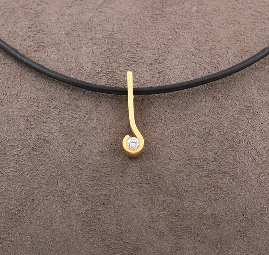 BUNZ Designer ANHÄNGER mit BRILLANT + Kautschukkette | 750 Gelbgold