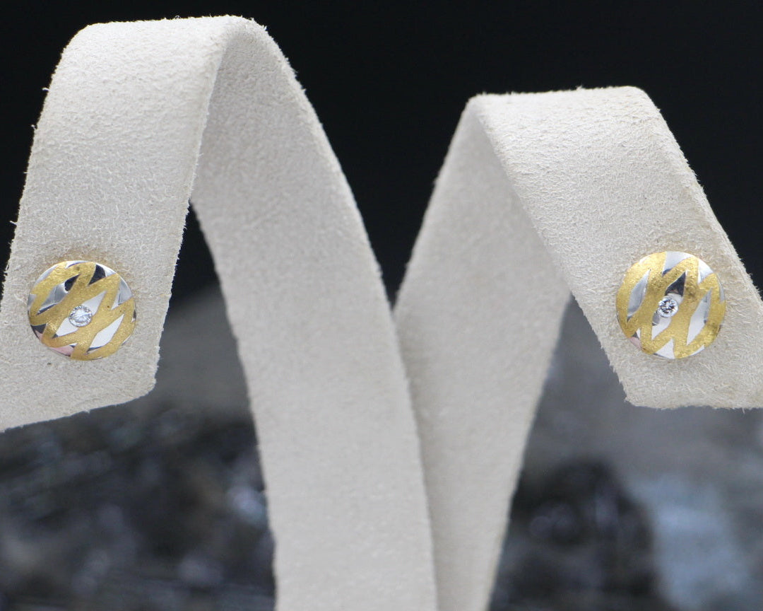 Exklusive Goldschmiede OHRSTECKER mit BRILLANTEN | 950 Platin & 750er Gold