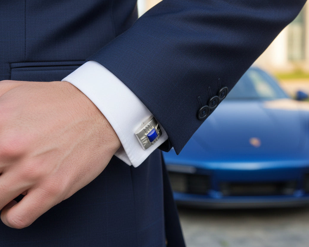 TIFFANY & Co. " Atlas " MANSCHETTENKNÖPFE / CUFFLINKS mit LAPIS | 750er Weißgold