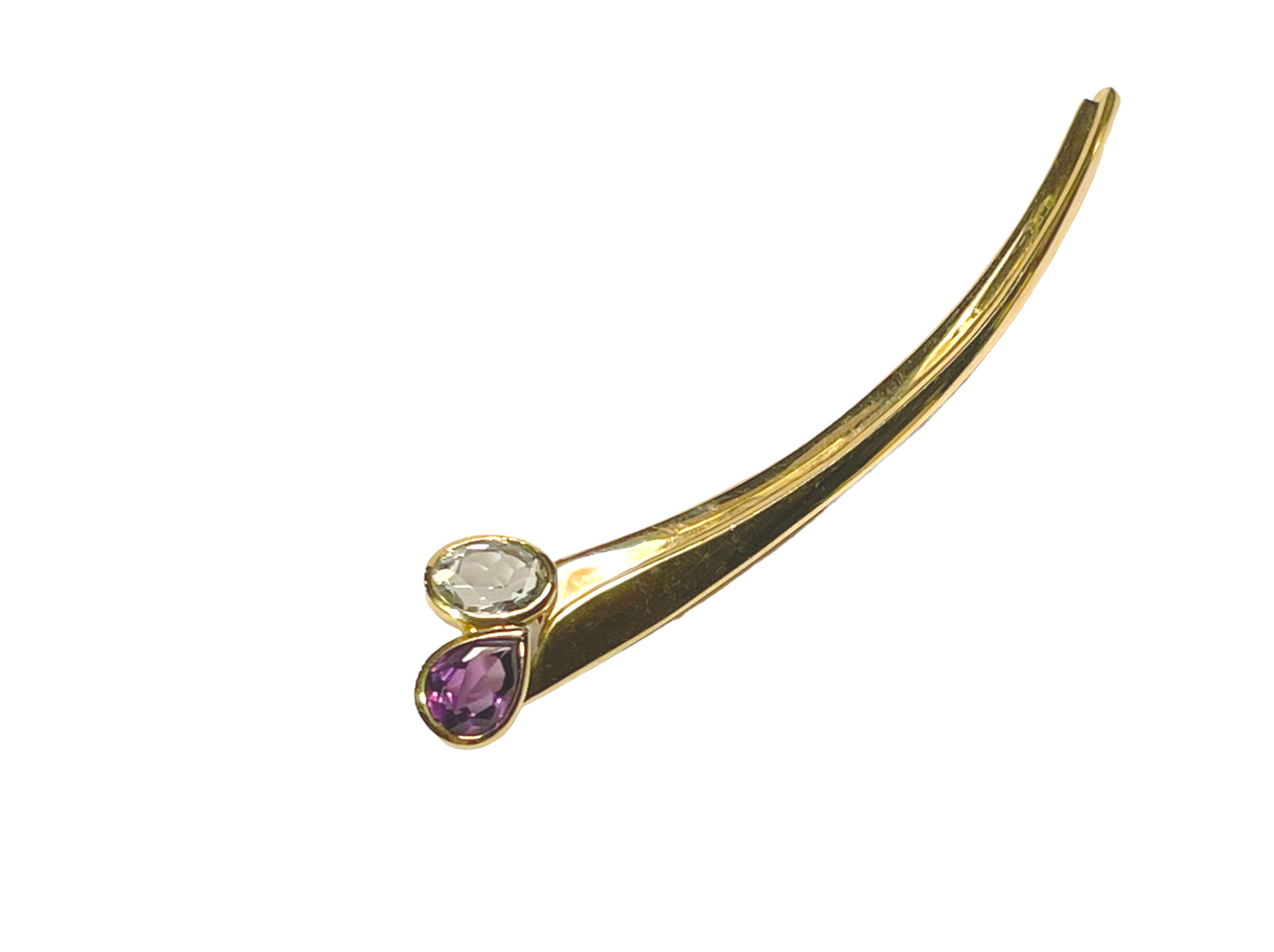 CADEAUX Exklusive Designer BROSCHE / NADEL mit AQUAMARIN & AMETHYST | 750er Gold