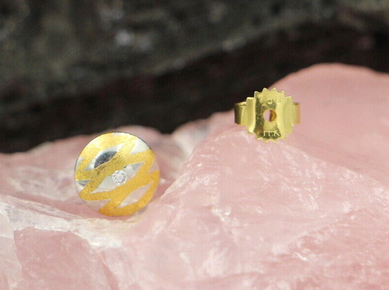 Exklusive Goldschmiede OHRSTECKER mit BRILLANTEN | 950 Platin & 750er Gold