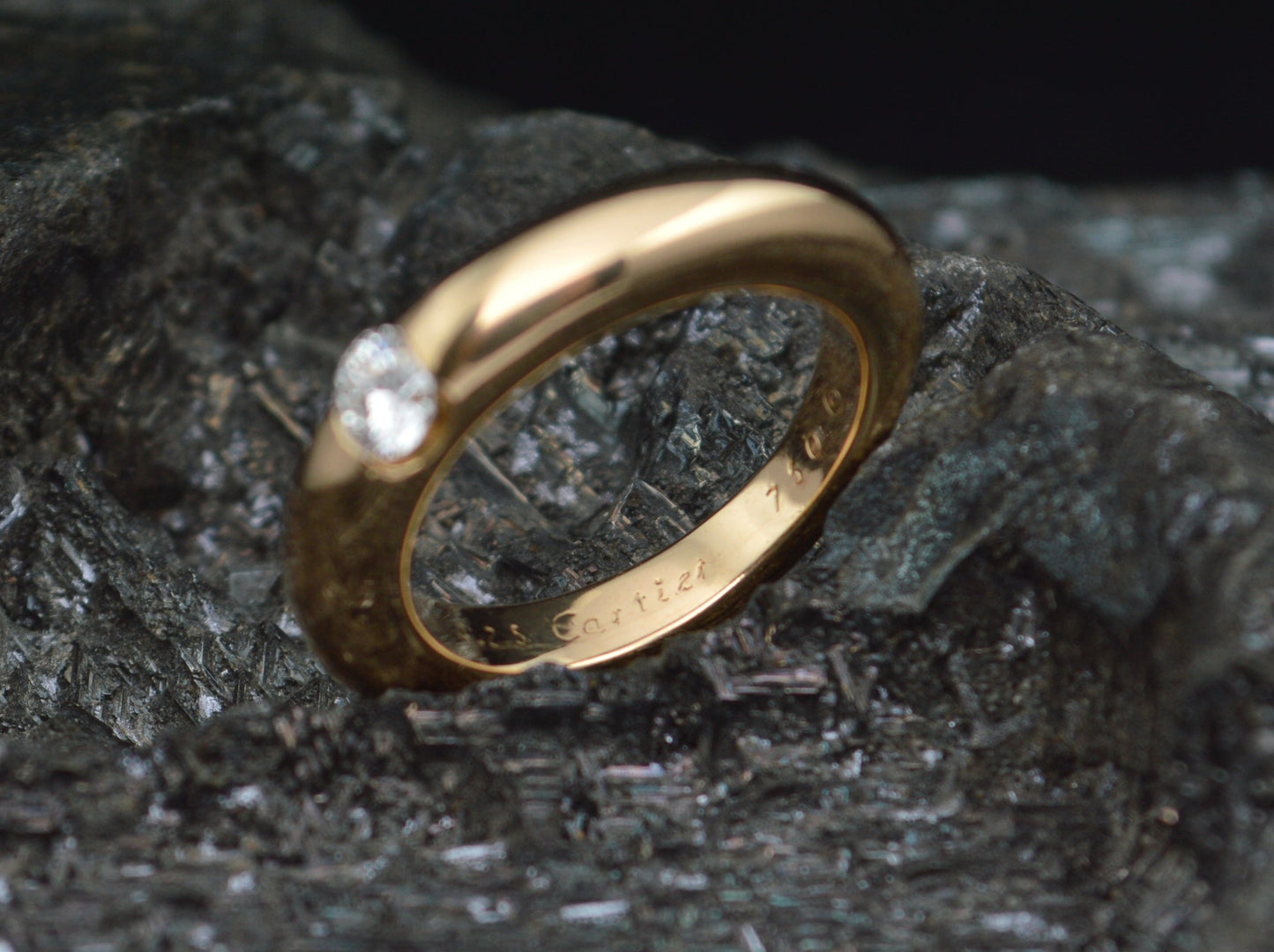 CARTIER Ellipse - Designer RING mit BRILLANT 0,25ct Solitär | 750er Gold + Etui