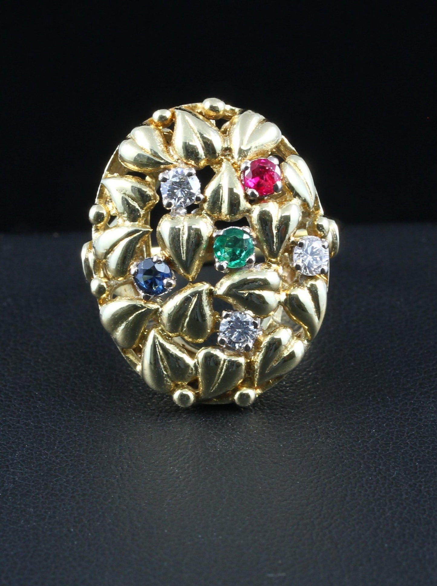 Wunderschöner vintage RING mit farbigen EDELSTEINEN & BRILLANTEN | 585er Gold