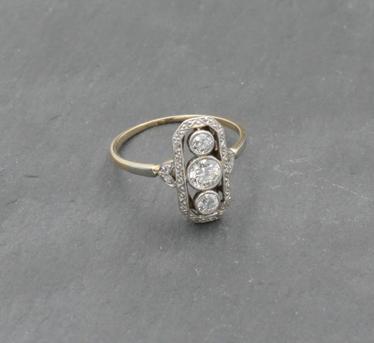 ART DÉCO Wunderschöner RING mit 7 DIAMANTEN | Vintage | 585er Gold